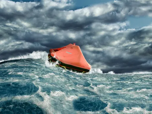 Radeau dans la tempête